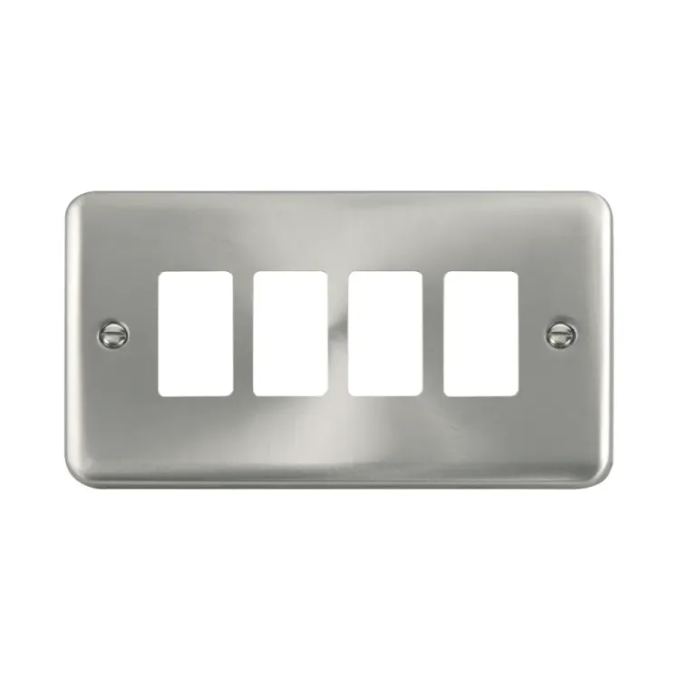 Click Deco Plus satin chrome 4 gang frontplate DPSC20404