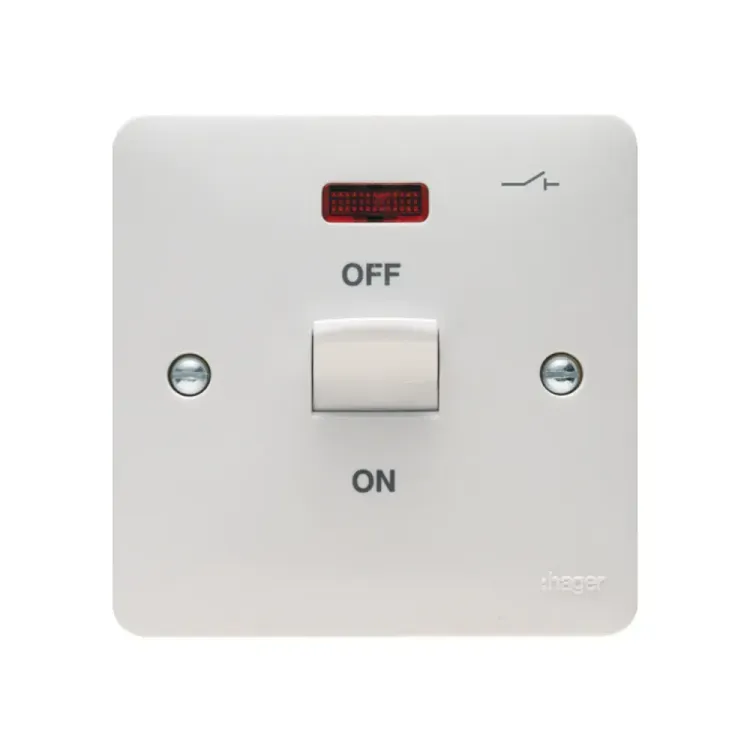 Hager 50A DP Switch 1 Gang with Indicator - White