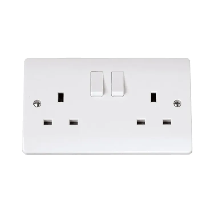 Click Mode 2-gang 13A switched socket polar white