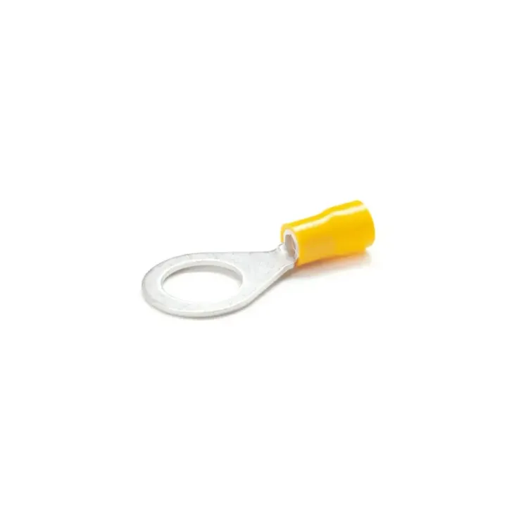 Yellow Ring Terminal 6mm Crimp 8mm Stud Eye - 100 Pack