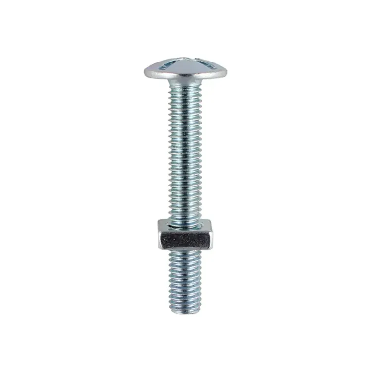 Timco 0650RB, Zinc plated roofing bolts and square nuts, M6x50mm, 100pc / box.