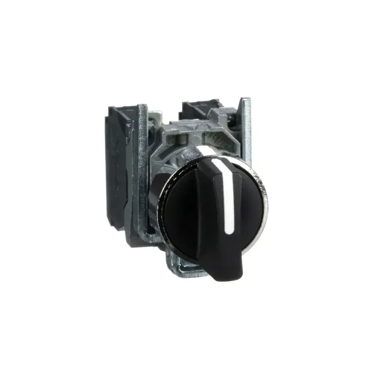 Telemecanique XB4 BD53 Black Selector Switch 3 Position Panel Mounted front view