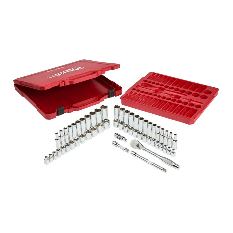 Milwaukee 56-piece 3/8 drive ratchet and socket set metric SAE