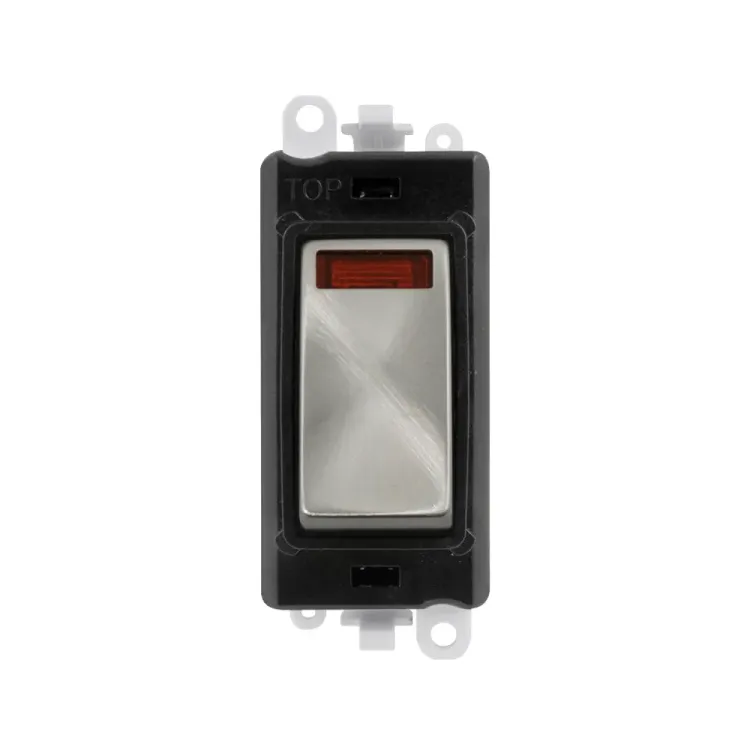 GM2018NBKSC - Click GridPro 20A Double Pole Switch Module, 2-Way, Neon, Satin Chrome