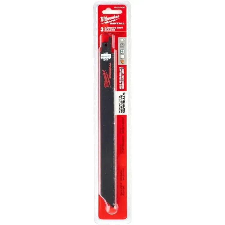 Milwaukee 230mm x TC Grit Edge Sawzall Blade Accessory For Special Application - Cast Iron, Metal, Fiberglass, Abrasive Materials (3 Pack)