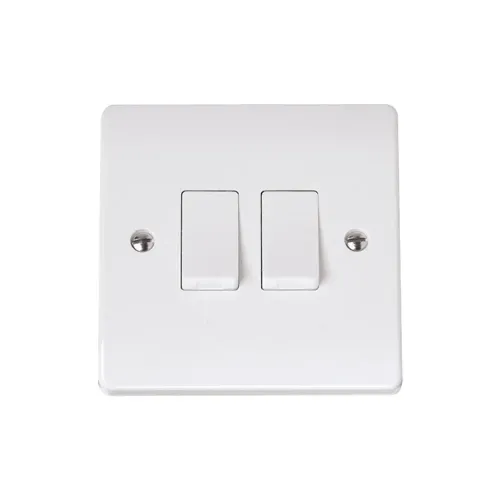 Click Curva 2 gang switch polar white professional double gang switch