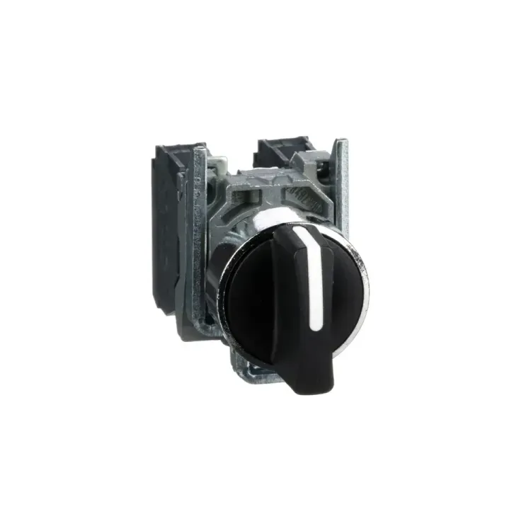 Telemecanique XB4 BD33 Black Selector Switch 2 Position Panel Mounted front view