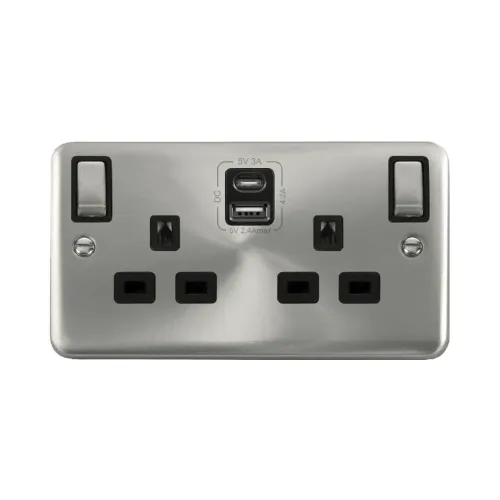 Click DPSC586BK black double socket USB-C charging ports