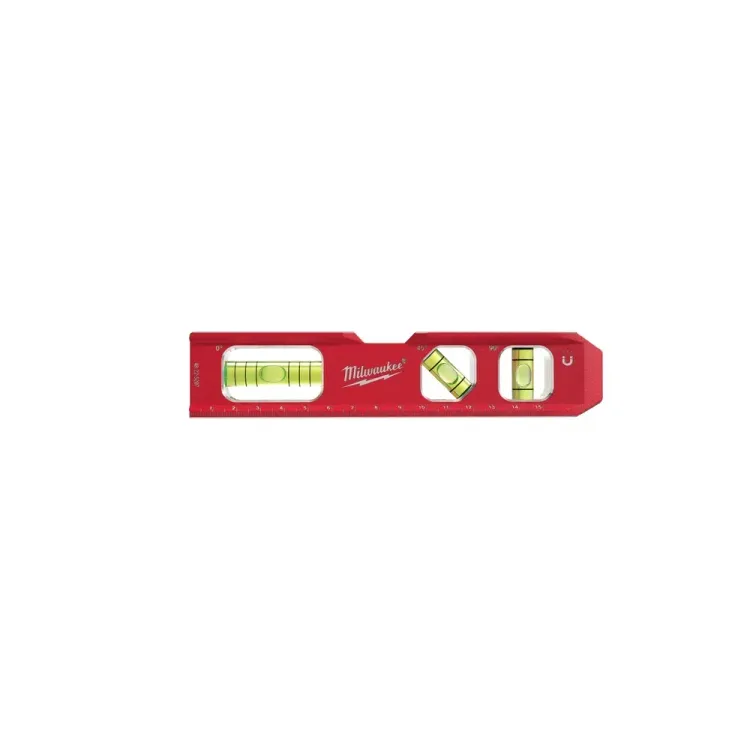 Red/Black Milwaukee Torpedo Level featuring rare earth magnets.