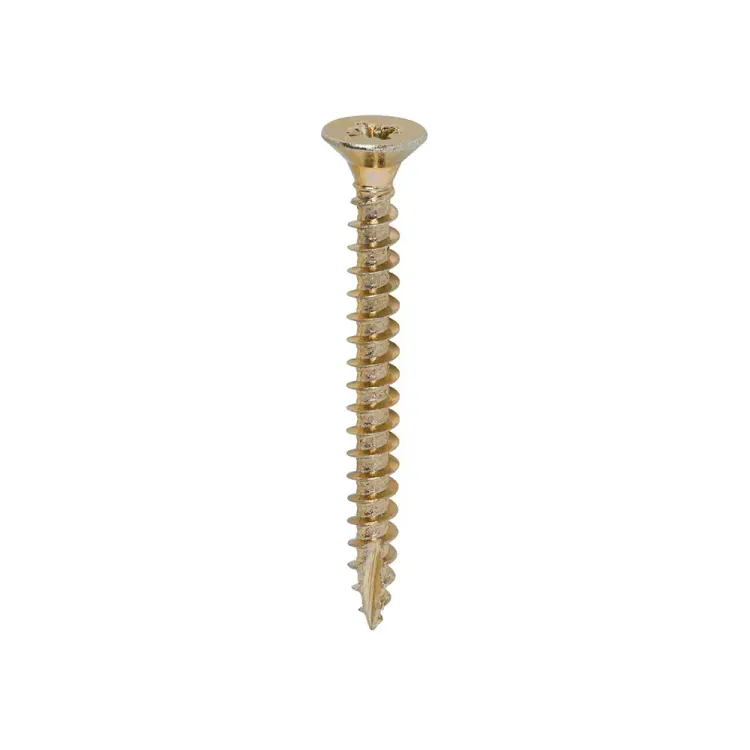 TIMCO branded multi-purpose screws with a yellow zinc finish, suitable for various materials including wood and metal.