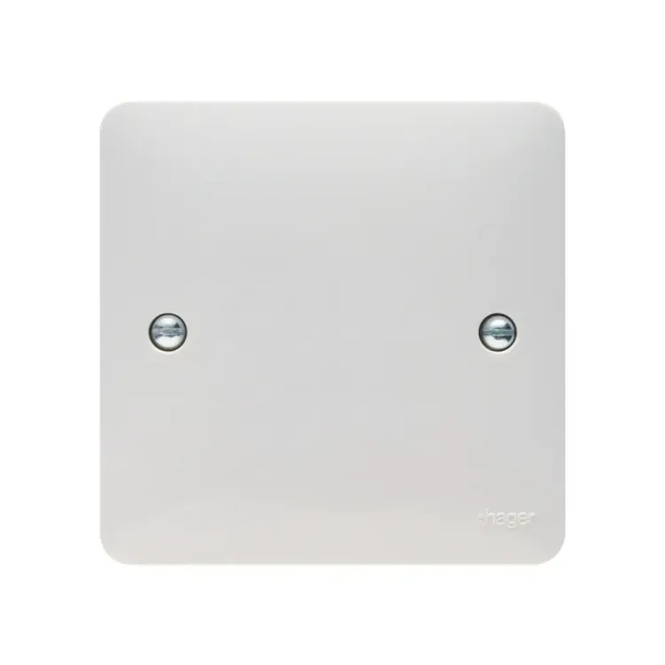 Hager Single Blank Plate in White