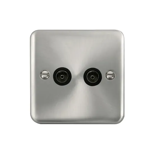 Click DPSC066BK twin coaxial outlet satin chrome finish