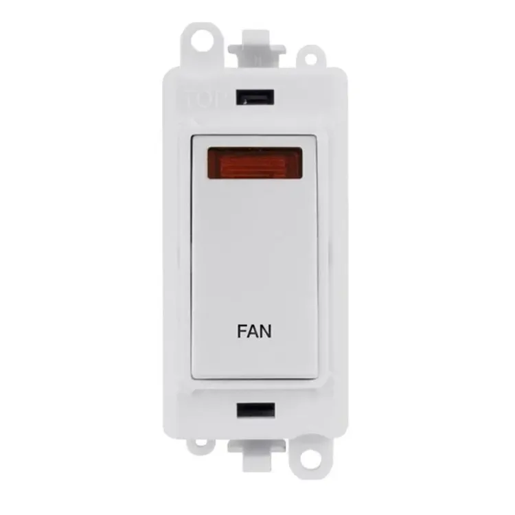 GM2018NPWFN - Click Mode Fan Plain White Engraved 20A D/P Sw
