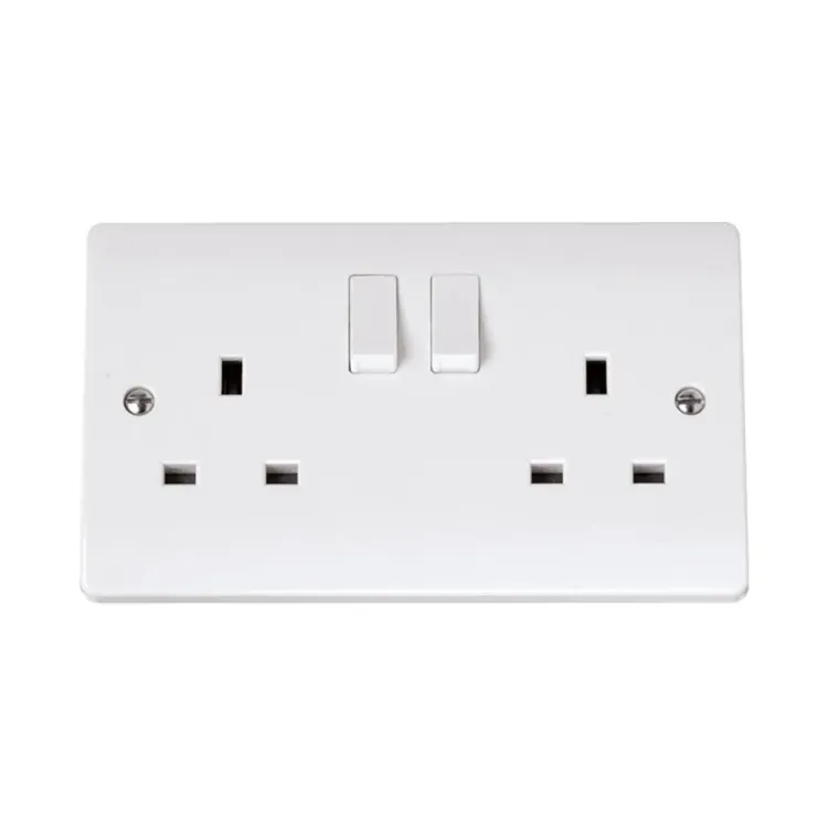 Click Curva 2 gang switched socket polar white professional double socket