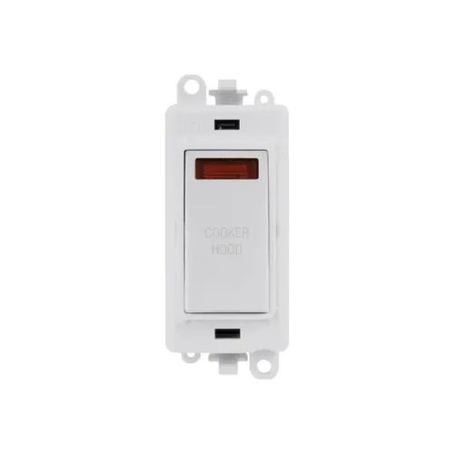 Click GridPro 20A DP Switch with Neon, Cooker Hood Engraving, Polar White