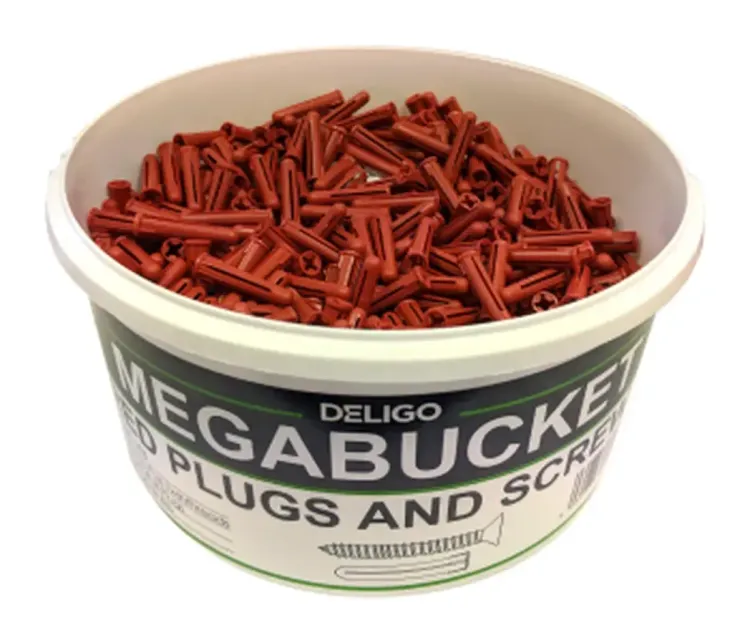 MTB - Bucket with 500 4x40mm 500 Red Wall Plugs 2 Pozi (MTB)